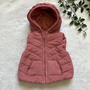 Aspen Kids Vest 3-6M | Mauve Pink Quilted Hooded GUC